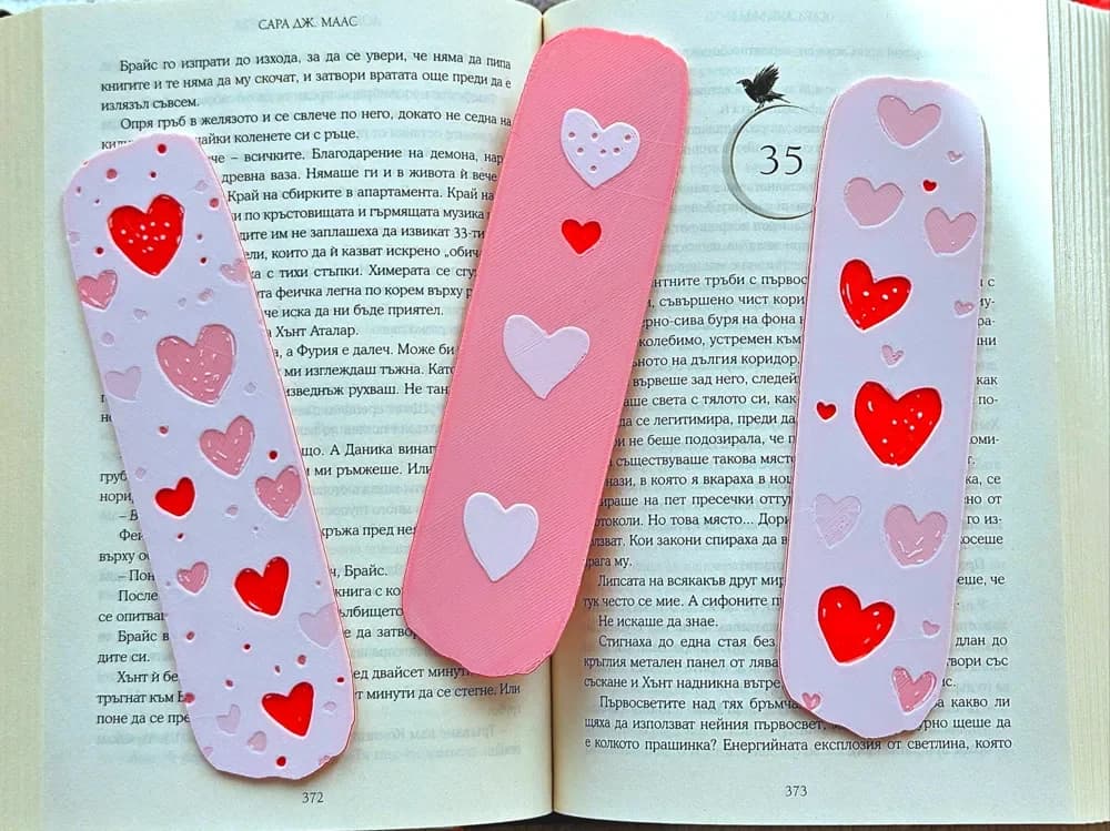 Heart Bookmarks - Love Bookmarks by C3D HueForge model: Heart Bookmarks - Love Bookmarks by C3D
