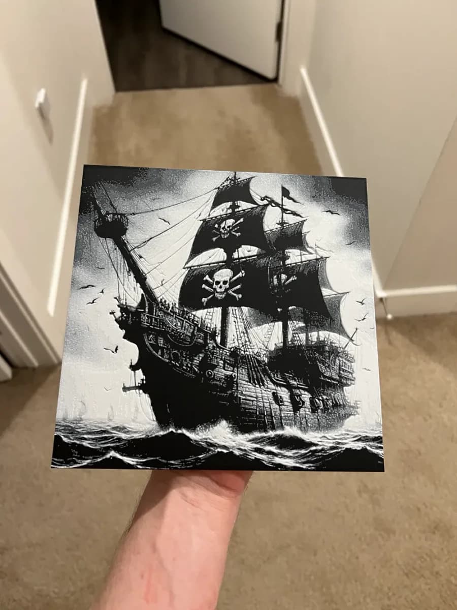 Pirate Ship 2 Art Hueforge by RP47 Designs HueForge model: Pirate Ship 2 Art Hueforge by RP47 Designs
