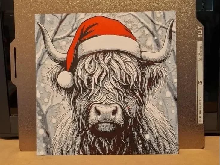Santa HighlandCow - Hueforge by 3dGlow HueForge model: Santa HighlandCow - Hueforge by 3dGlow
