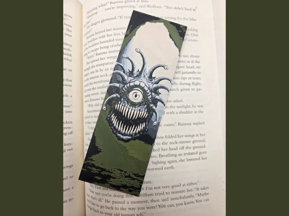 Beholder Monster 50x150mm Bookmark by MythicHue's HueForge model: Beholder Monster 50x150mm Bookmark by MythicHue's