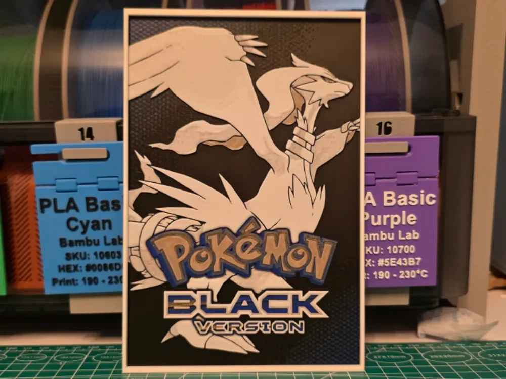 Pokémon Black Version Poster - Hueforge Art by Lumpy3D HueForge model: Pokémon Black Version Poster - Hueforge Art by Lumpy3D