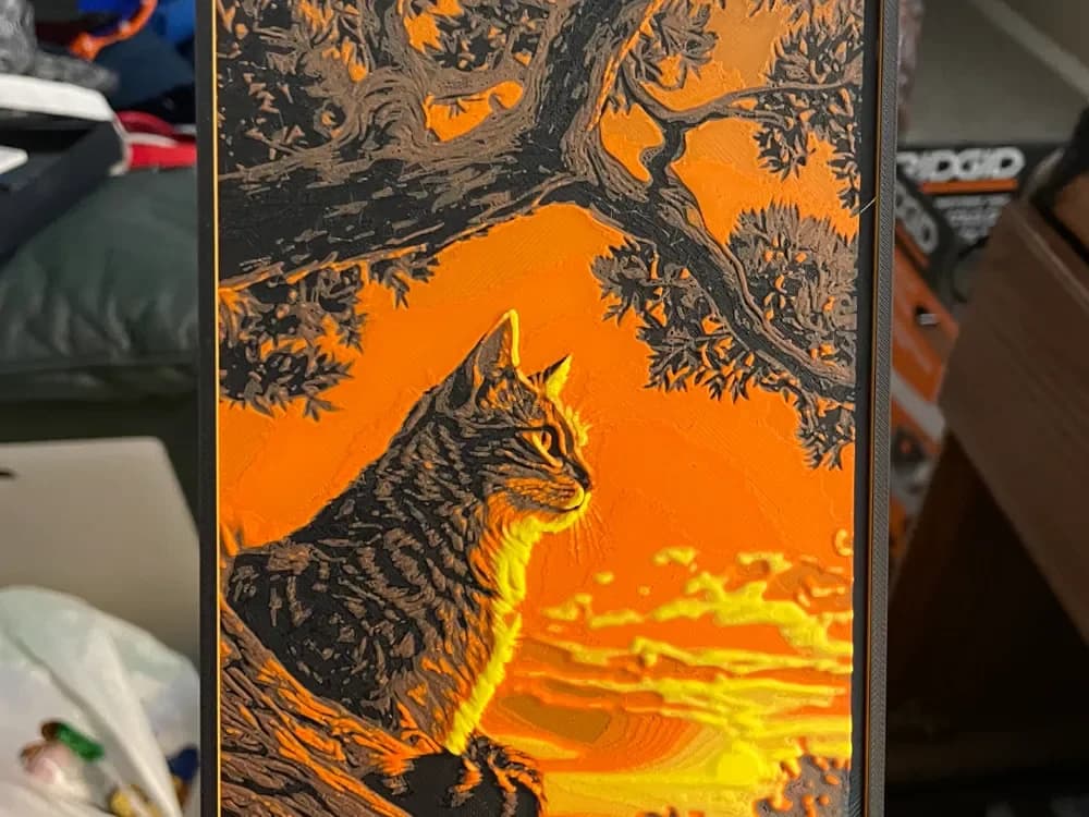 Cat in a Tree by Advancedtechworldwide HueForge model: Cat in a Tree by Advancedtechworldwide