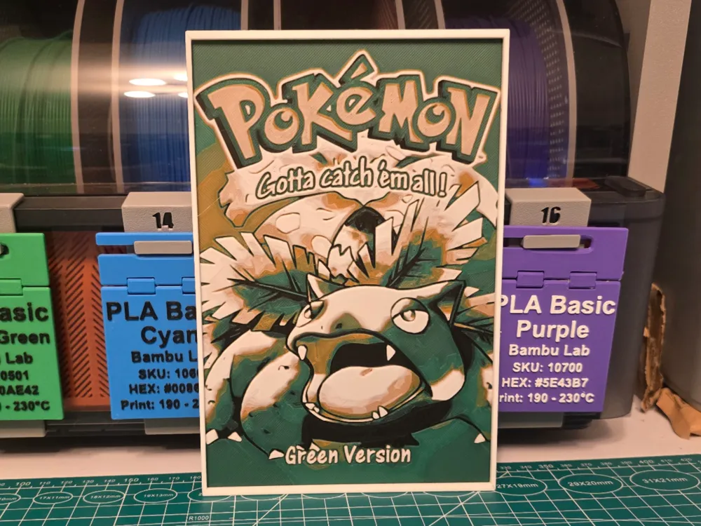 Pokémon Green Game Poster - Hueforge Art by Lumpy3D HueForge model: Pokémon Green Game Poster - Hueforge Art by Lumpy3D