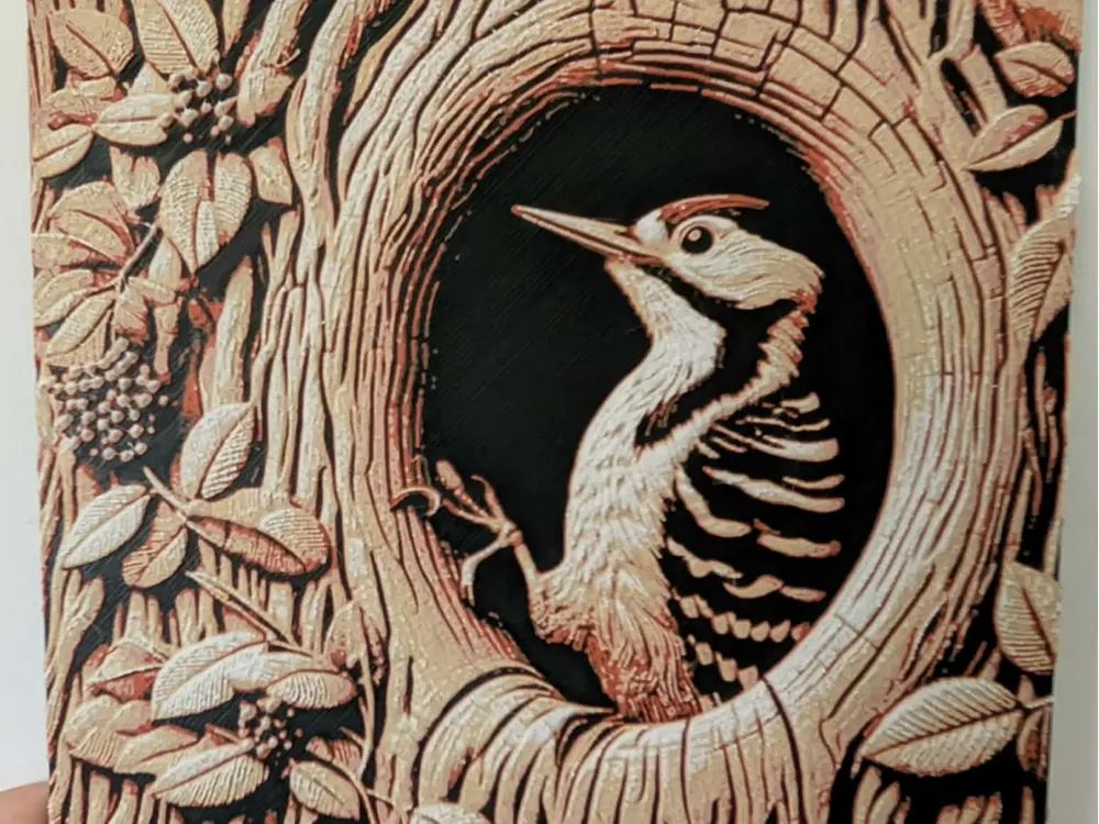 Great Woodpecker wood sculpture Great Woodpecker wood sculpture