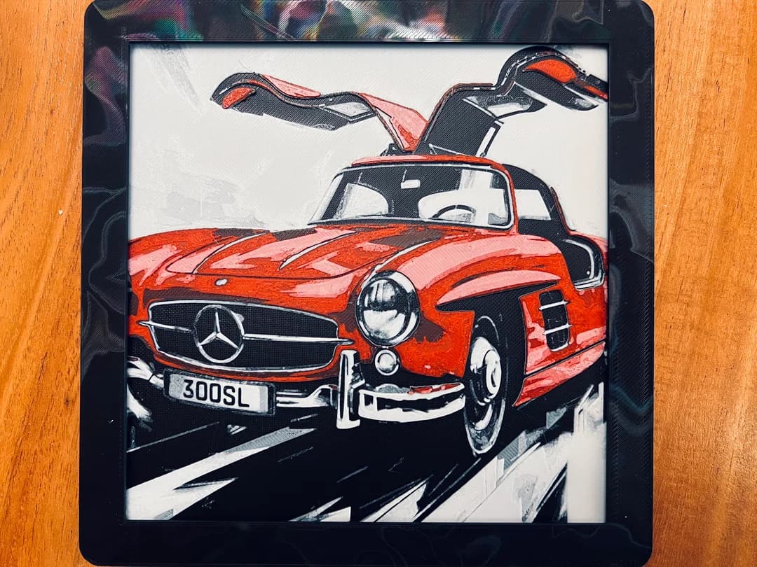 Mercedes 300SL Gullwing by JustBe 3D Printing HueForge model: Mercedes 300SL Gullwing by JustBe 3D Printing