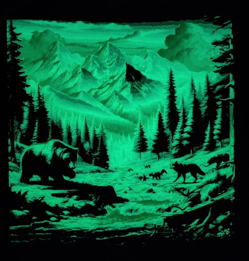 Forest with wolf and bear -Hueforge -Glow in dark by BeaN HueForge model: Forest with wolf and bear -Hueforge -Glow in dark by BeaN