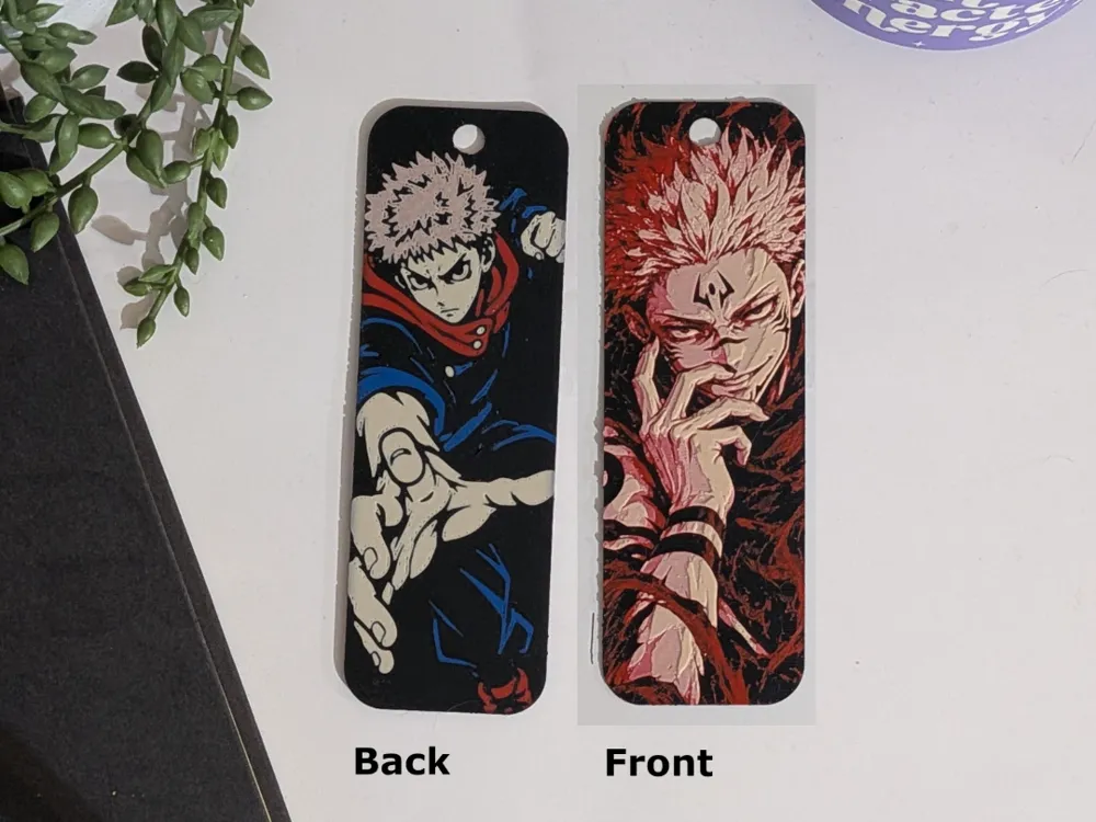 Yuji - Sukuna Double Sided Bookmark by CommandersVault HueForge model: Yuji - Sukuna Double Sided Bookmark by CommandersVault