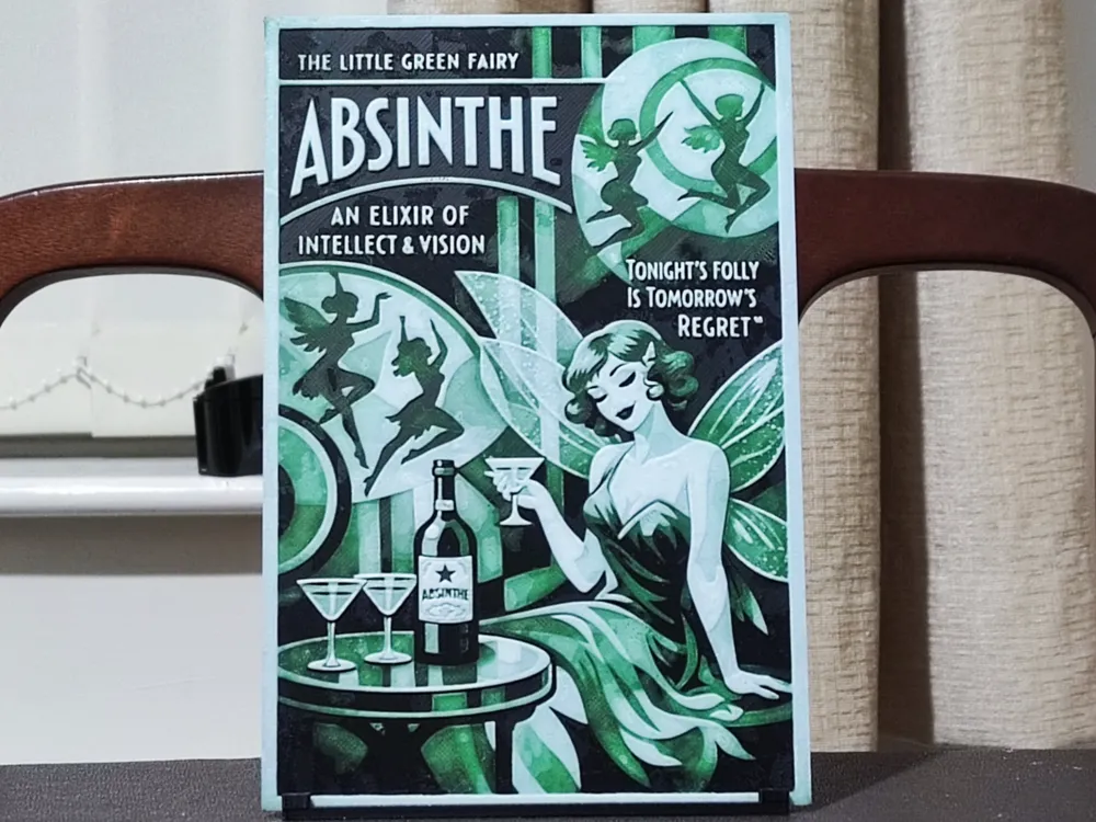 Absinthe Bar Sign - 3 Color by BoDad HueForge model: Absinthe Bar Sign - 3 Color by BoDad