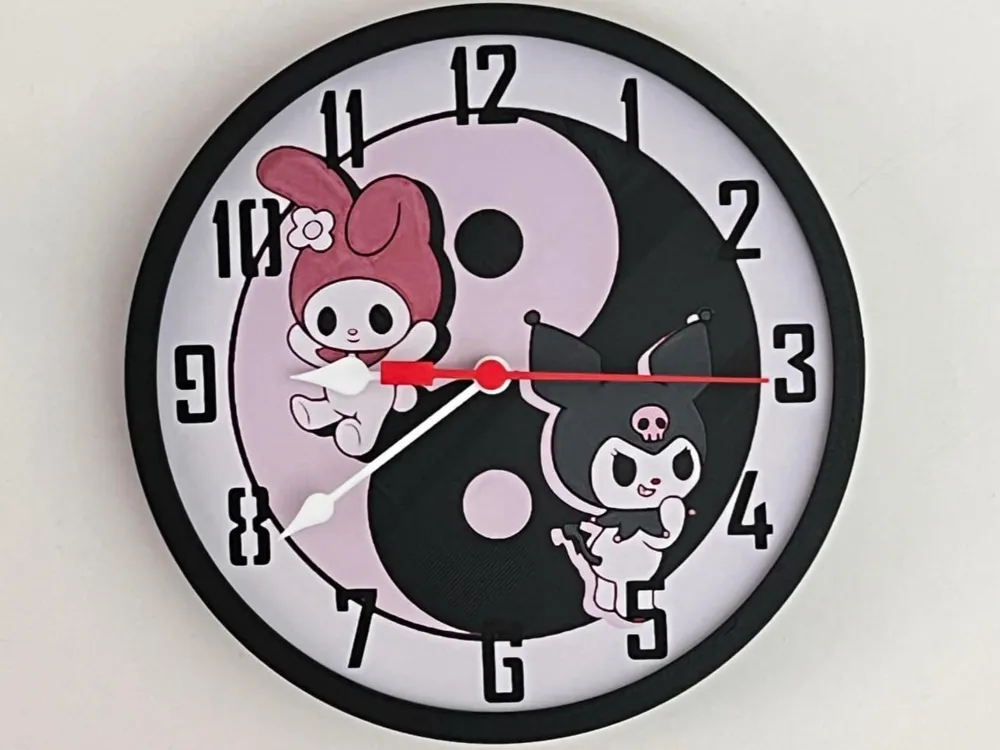 Customizable Clock - Sanrio, Yin-Yang by 3djd HueForge model: Customizable Clock - Sanrio, Yin-Yang by 3djd