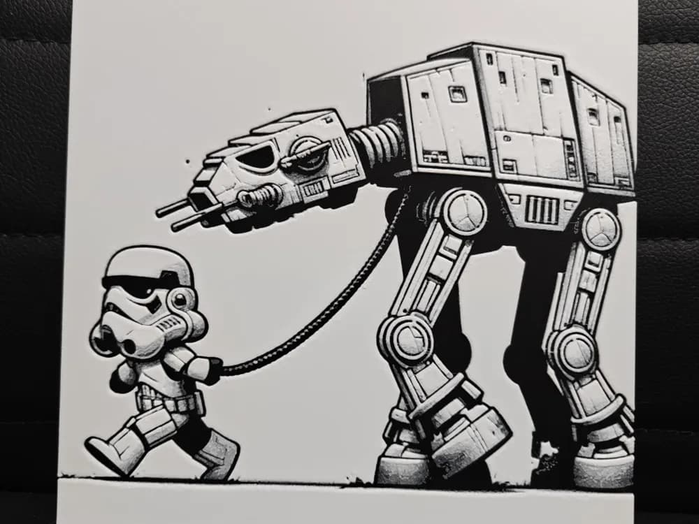 HueForge model: AT-AT Patrol / Stormtrooper & AT-AT by TheHueforgeLady