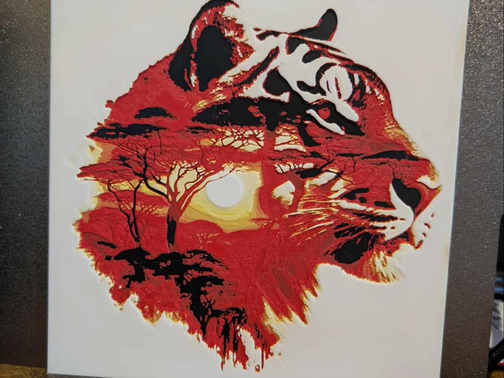 Tiger - Double exposure hueforge by 3dGlow HueForge model: Tiger - Double exposure hueforge by 3dGlow