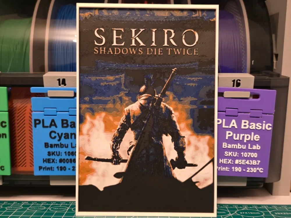 Sekiro: Shadows Die Twice Poster - Hueforge Art by Lumpy3D HueForge model: Sekiro: Shadows Die Twice Poster - Hueforge Art by Lumpy3D