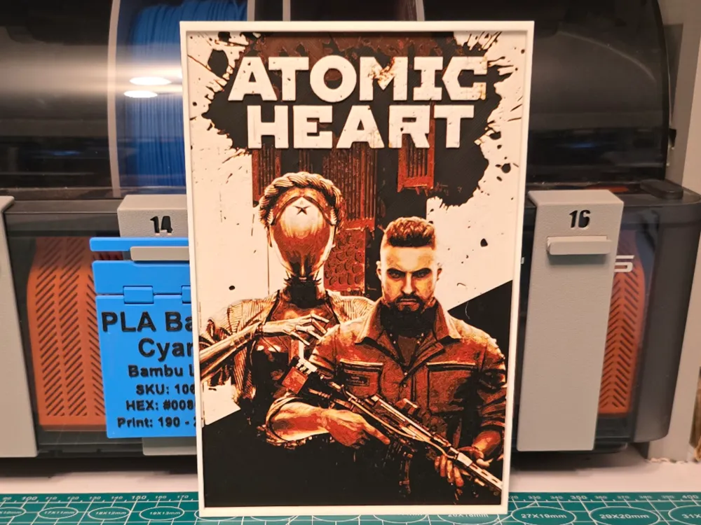 Atomic Heart Game Poster - Hueforge Art by Lumpy3D HueForge model: Atomic Heart Game Poster - Hueforge Art by Lumpy3D