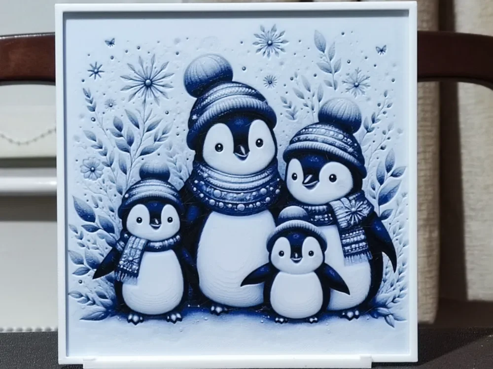 Winter Penguins - HueForge 3 Color by BoDad HueForge model: Winter Penguins - HueForge 3 Color by BoDad