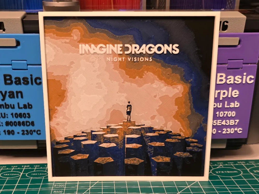 Imagine Dragons "Night Visions" Album - Hueforge by Lumpy3D HueForge model: Imagine Dragons "Night Visions" Album - Hueforge by Lumpy3D