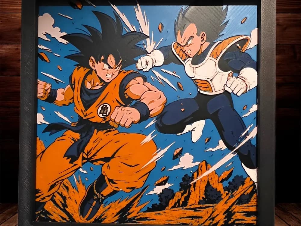 Dragon Ball Z - Goku vs Vegeta (Pt1) by Side Quest Hues HueForge model: Dragon Ball Z - Goku vs Vegeta (Pt1) by Side Quest Hues
