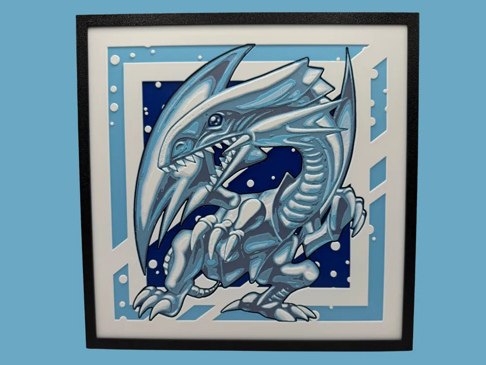 Blue Eyes White Dragon - Yu-Gi-Oh by Canadian Gamer HueForge model: Blue Eyes White Dragon - Yu-Gi-Oh by Canadian Gamer