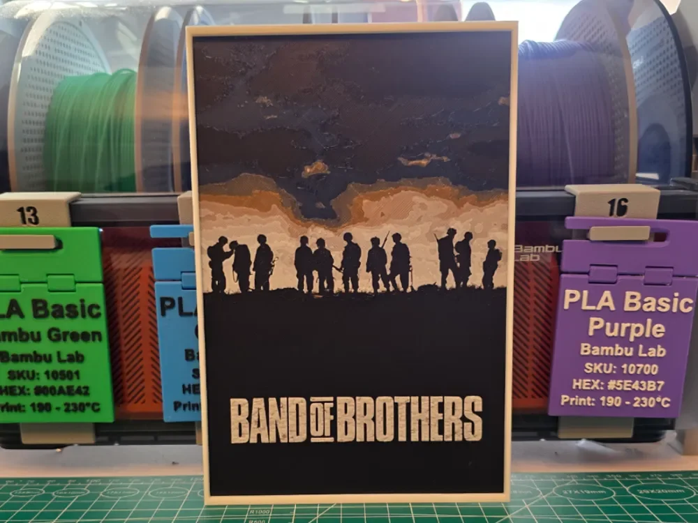 Band of Brothers Poster - Hueforge Art by Lumpy3D HueForge model: Band of Brothers Poster - Hueforge Art by Lumpy3D