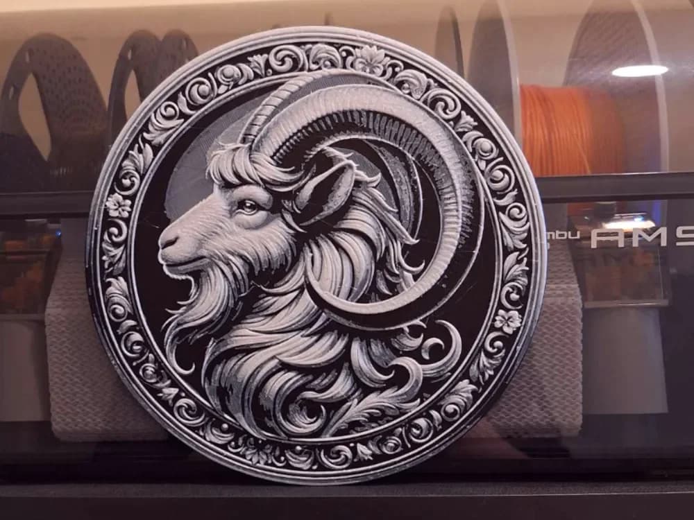 Capricorn- Zodiac sign - Hueforge - 2 colours by 3dGlow HueForge model: Capricorn- Zodiac sign - Hueforge - 2 colours by 3dGlow