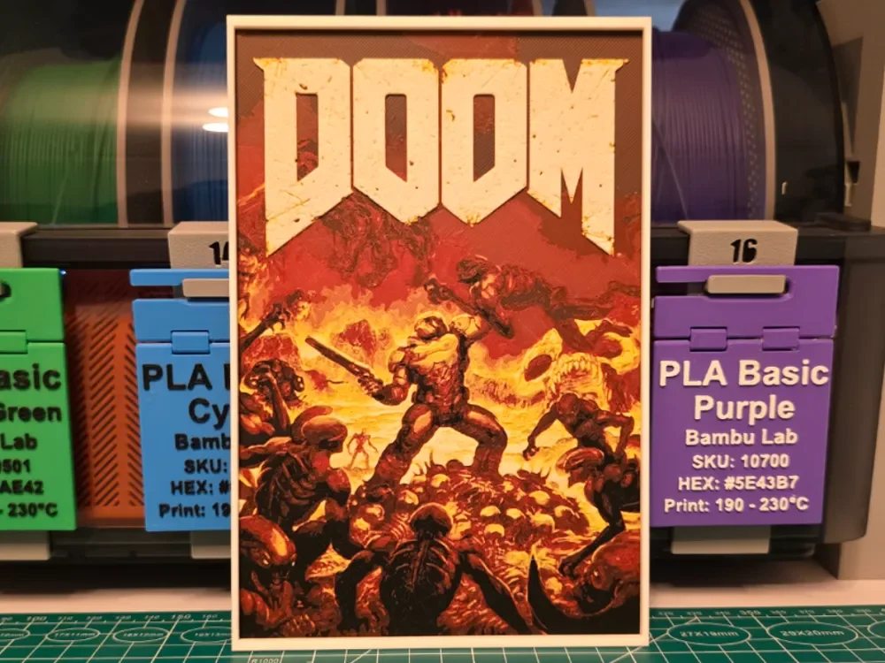 HueForge model: Doom (2016) Game Poster - Hueforge Art by Lumpy3D
