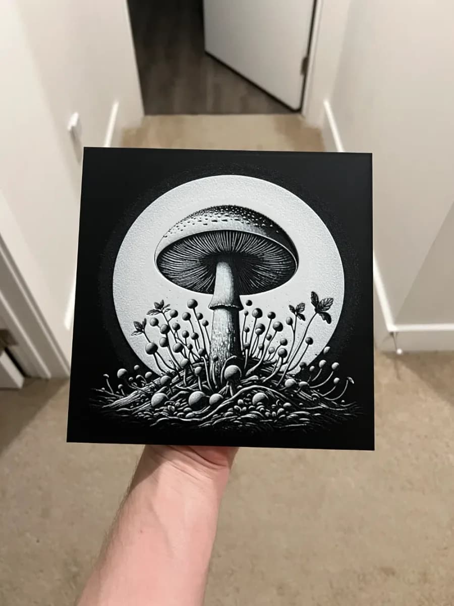 Grayscale Mushroom Art by RP47 Designs HueForge model: Grayscale Mushroom Art by RP47 Designs