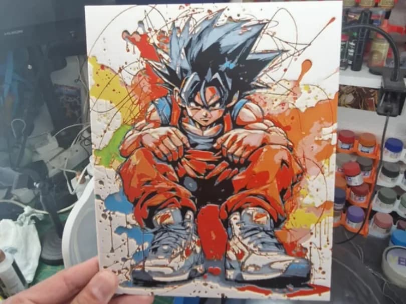 Goku Street Art - Dragon Ball Hueforge by Dakiren HueForge model: Goku Street Art - Dragon Ball Hueforge by Dakiren