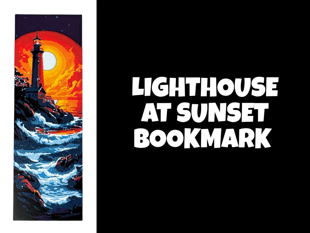 Lighthouse at Sunset - Bookmark by Canadian Gamer HueForge model: Lighthouse at Sunset - Bookmark by Canadian Gamer