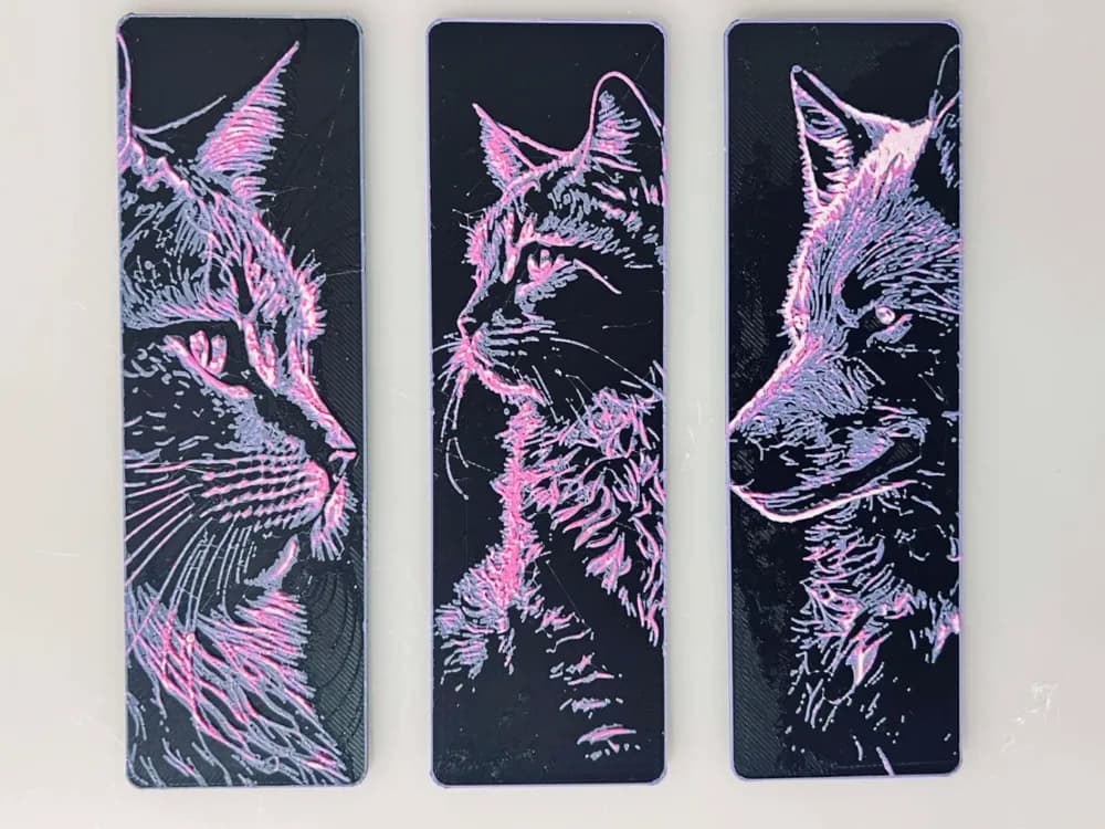 Glow: Magenta Animals Bookmark Set by 3djd HueForge model: Glow: Magenta Animals Bookmark Set by 3djd