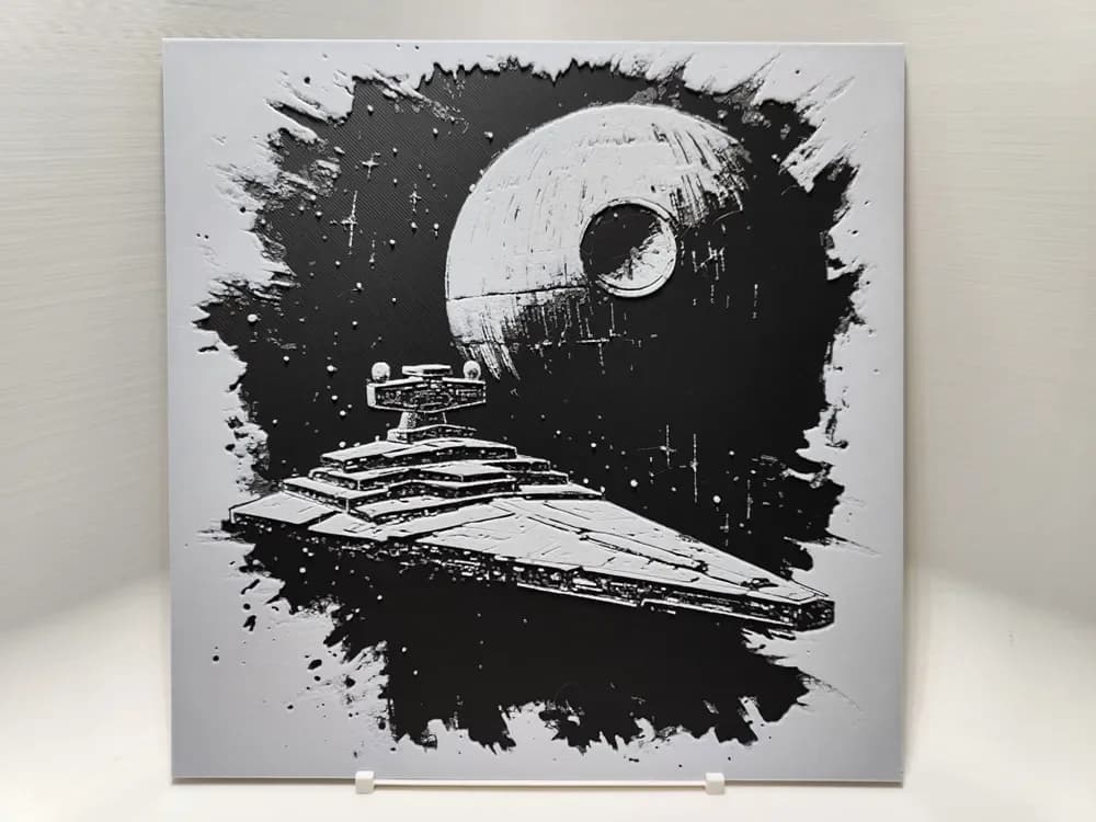 HueForge model: Star Destroyer with Death Star - Hueforge by BeaN