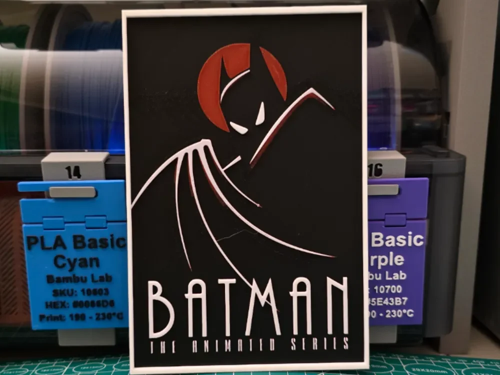Batman: The Animated Series Poster - Hueforge Art by Lumpy3D HueForge model: Batman: The Animated Series Poster - Hueforge Art by Lumpy3D