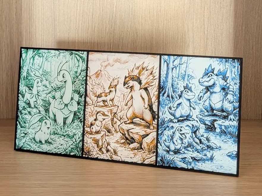 Johto Starter Evolutions Pokemon Hueforge & Frame Johto Starter Evolutions Pokemon Hueforge & Frame