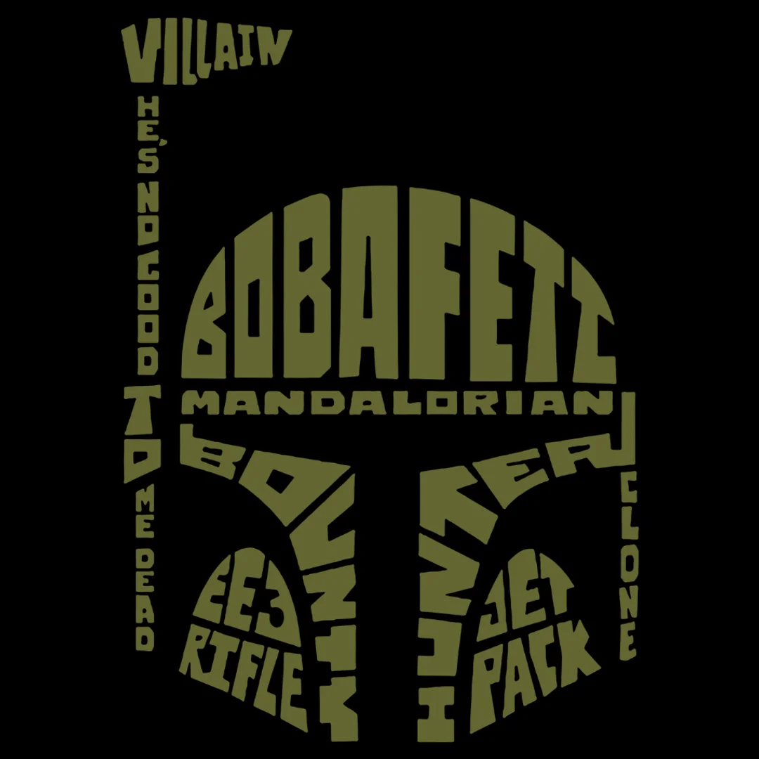 🔥 Boba Fett – Word Art Tribute 💬🛡️ by 3D Prints By Vic HueForge model: 🔥 Boba Fett – Word Art Tribute 💬🛡️ by 3D Prints By Vic