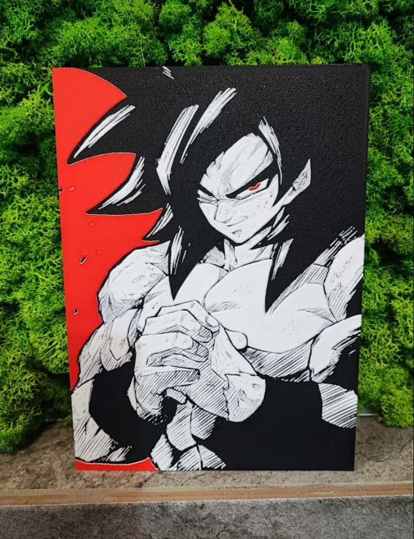 Goku ssj4 (Custom Background) by Garuda3D HueForge model: Goku ssj4 (Custom Background) by Garuda3D