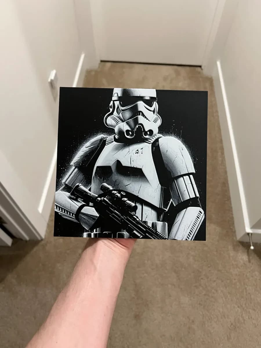 Stormtrooper Grayscale Art Hueforge by RP47 Designs HueForge model: Stormtrooper Grayscale Art Hueforge by RP47 Designs