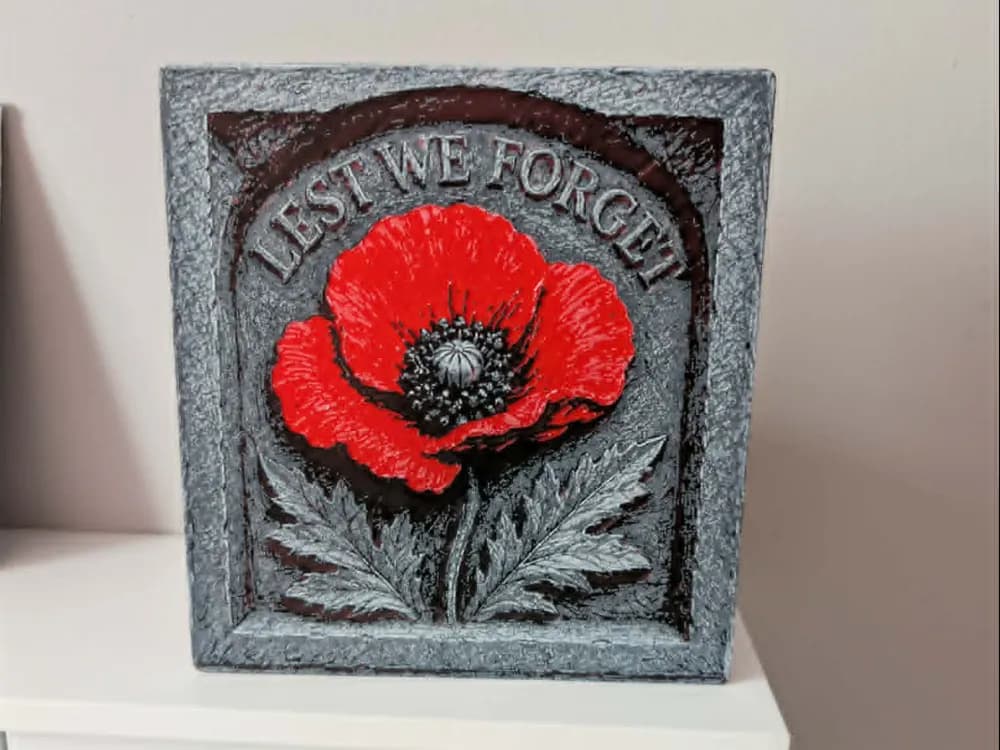 Lest we forget - Memorial Poppy - hueforge by 3dGlow HueForge model: Lest we forget - Memorial Poppy - hueforge by 3dGlow