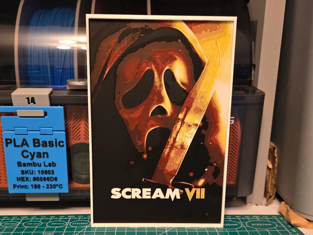 Scream 7 Movie Poster - Hueforge Art by Lumpy3D HueForge model: Scream 7 Movie Poster - Hueforge Art by Lumpy3D