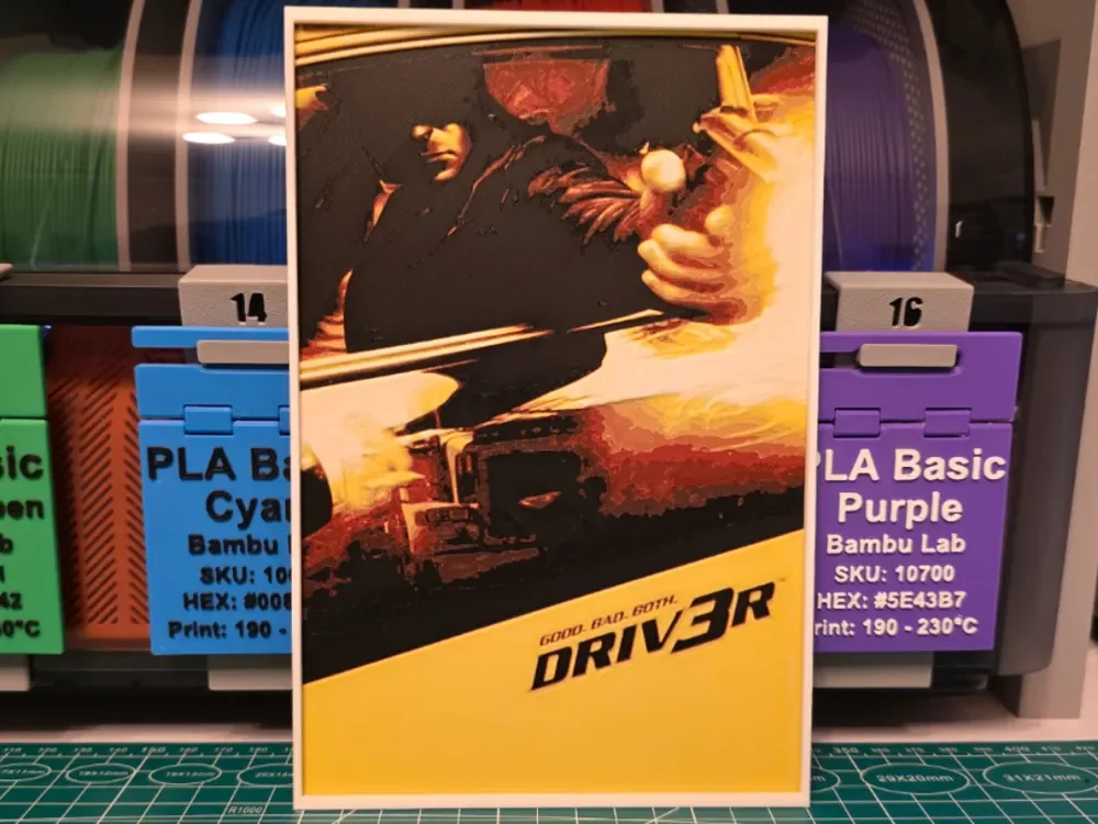 Driv3r Game Poster - Hueforge Art by Lumpy3D HueForge model: Driv3r Game Poster - Hueforge Art by Lumpy3D