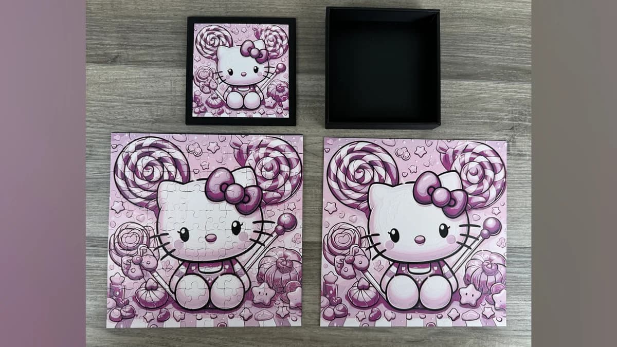 Hello Kitty Puzzle & Hueforge by Canadian Gamer HueForge model: Hello Kitty Puzzle & Hueforge by Canadian Gamer