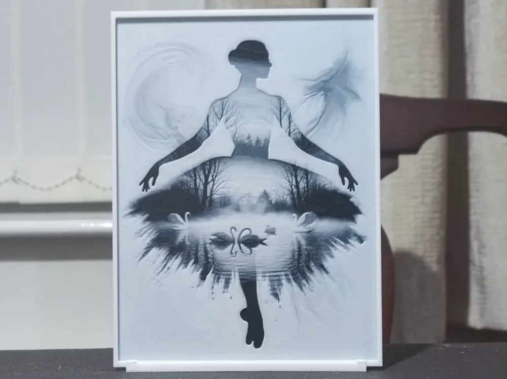 Double Exposure Swan Lake - HueForge 2 Color by BoDad HueForge model: Double Exposure Swan Lake - HueForge 2 Color by BoDad