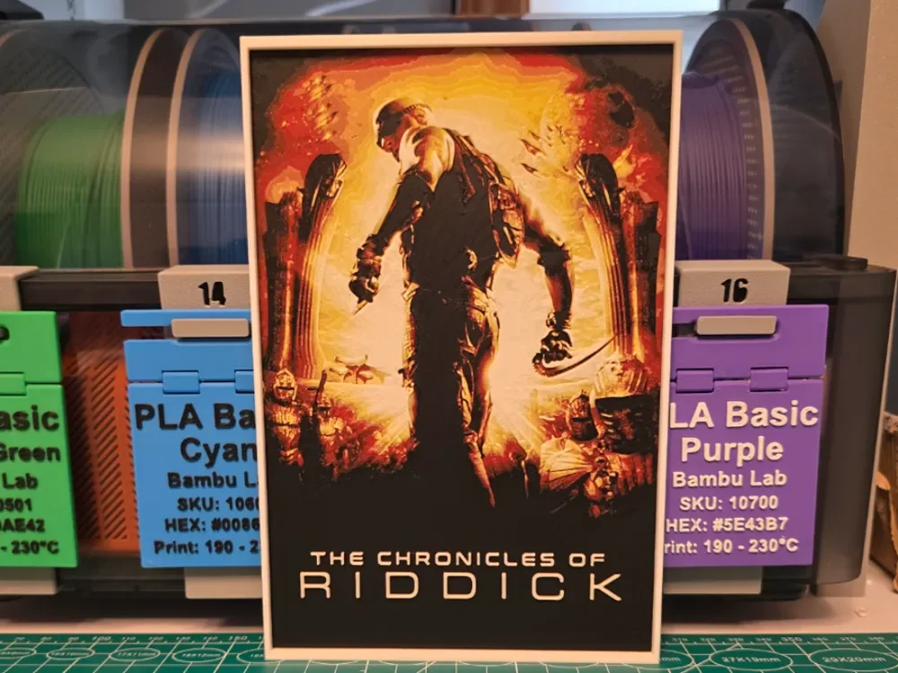 The Chronicles of Riddick Movie Poster - Hueforge by Lumpy3D HueForge model: The Chronicles of Riddick Movie Poster - Hueforge by Lumpy3D
