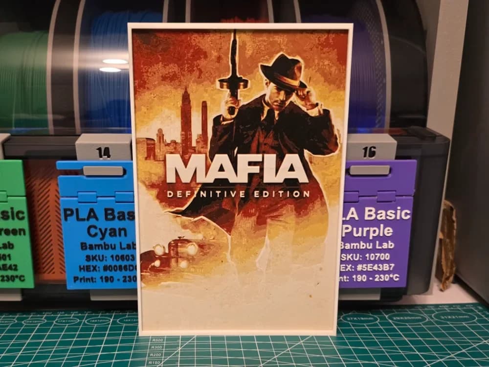 Mafia: Definitive Edition Poster - Hueforge Art by Lumpy3D HueForge model: Mafia: Definitive Edition Poster - Hueforge Art by Lumpy3D