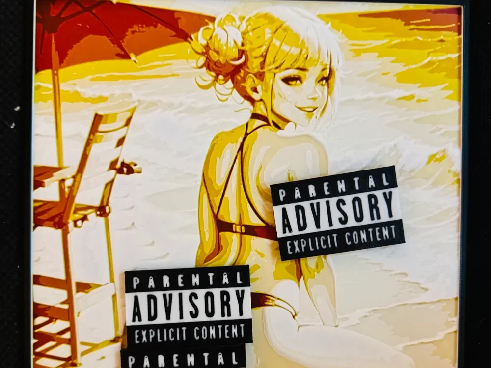 Himiko on the beach in a swimsuit. by World of Glt 3d HueForge model: Himiko on the beach in a swimsuit. by World of Glt 3d