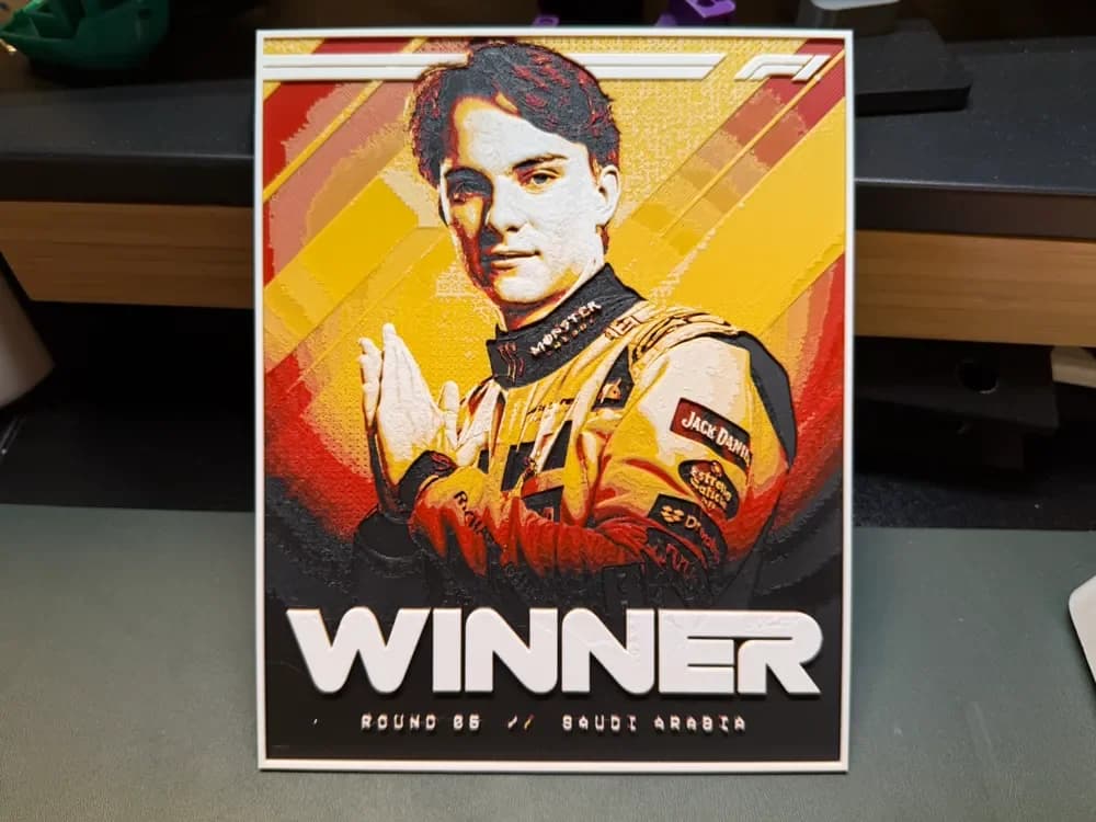 Oscar Piastri Winner Poster - F1 HueForge Oscar Piastri Winner Poster - F1 HueForge