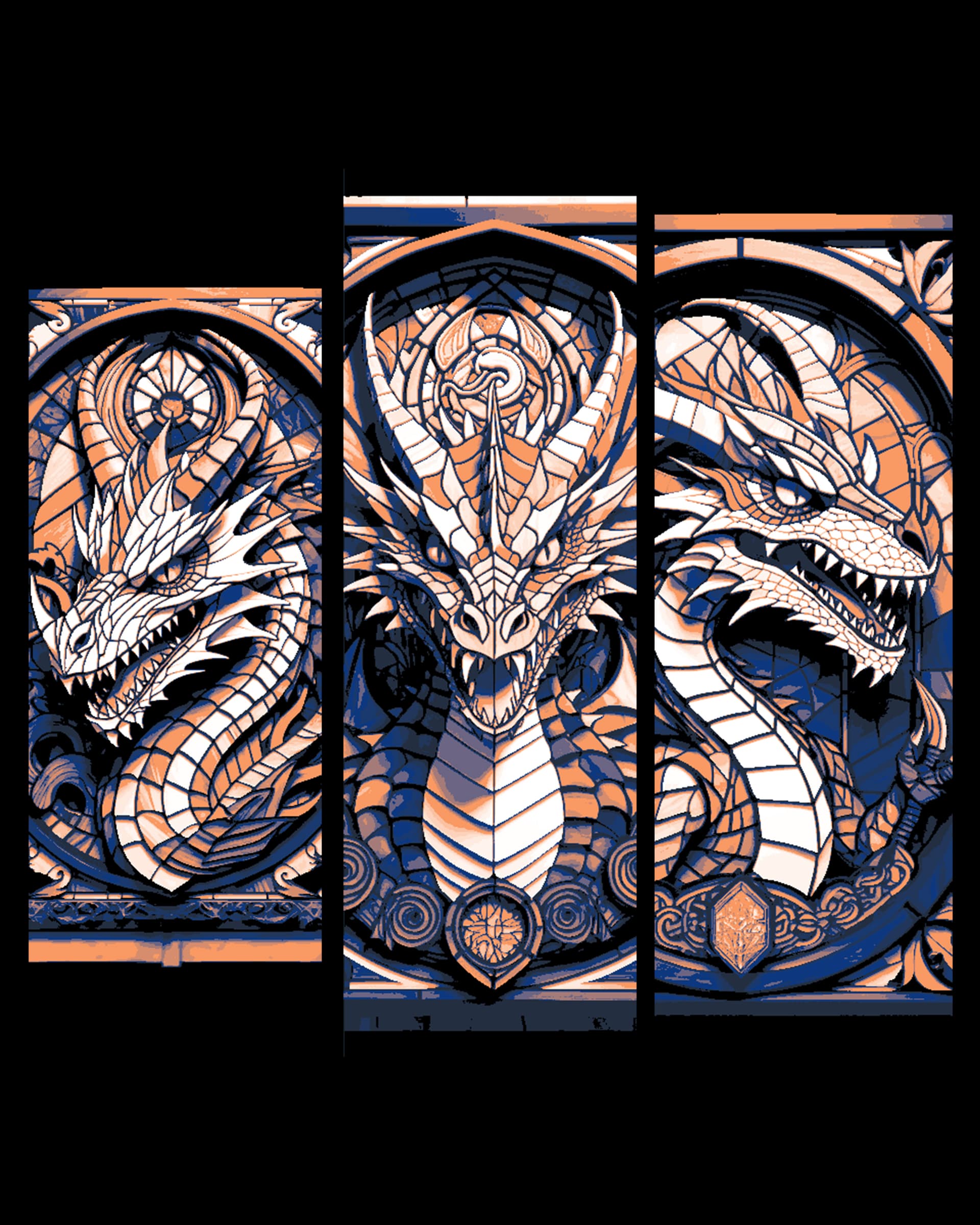 Layered Mosaic Dragon Designs - Set of Bookmarks Layered Mosaic Dragon Designs - Set of Bookmarks