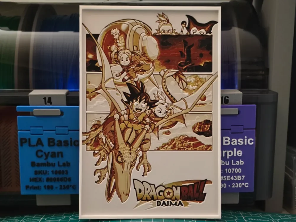 Dragon Ball DAIMA Poster - Hueforge Art by Lumpy3D HueForge model: Dragon Ball DAIMA Poster - Hueforge Art by Lumpy3D