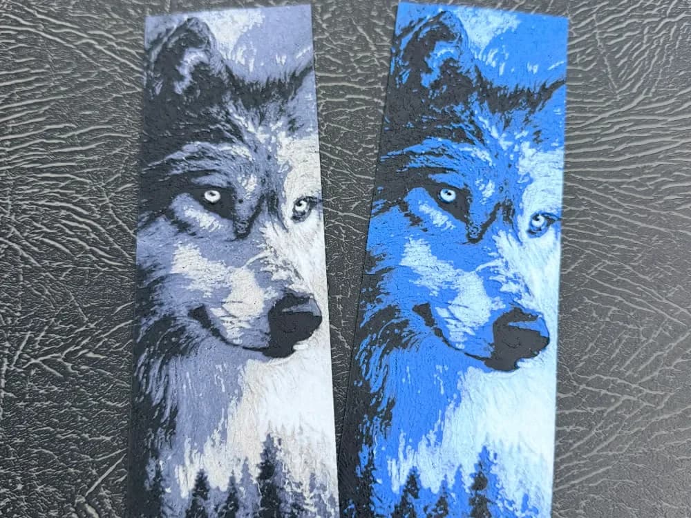 Blue Wolf face bookmark FREE commercial license by Leafy HueForge model: Blue Wolf face bookmark FREE commercial license by Leafy