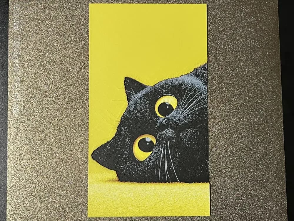 Curious Black Cat on Yellow Hueforge by FantasyZ HueForge model: Curious Black Cat on Yellow Hueforge by FantasyZ