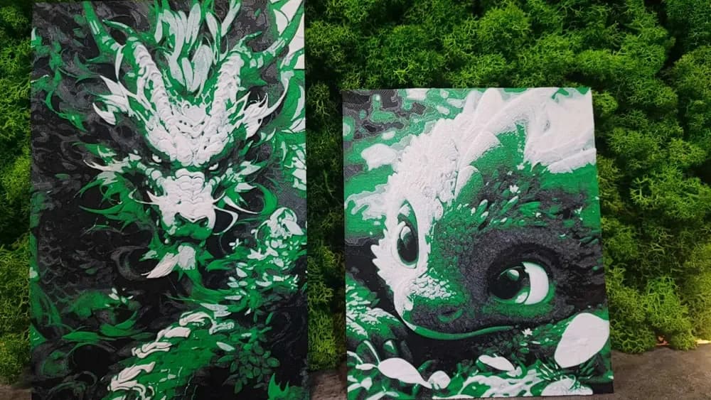 HueForge model: Baby Dragon / Adult Dragon by Garuda3D