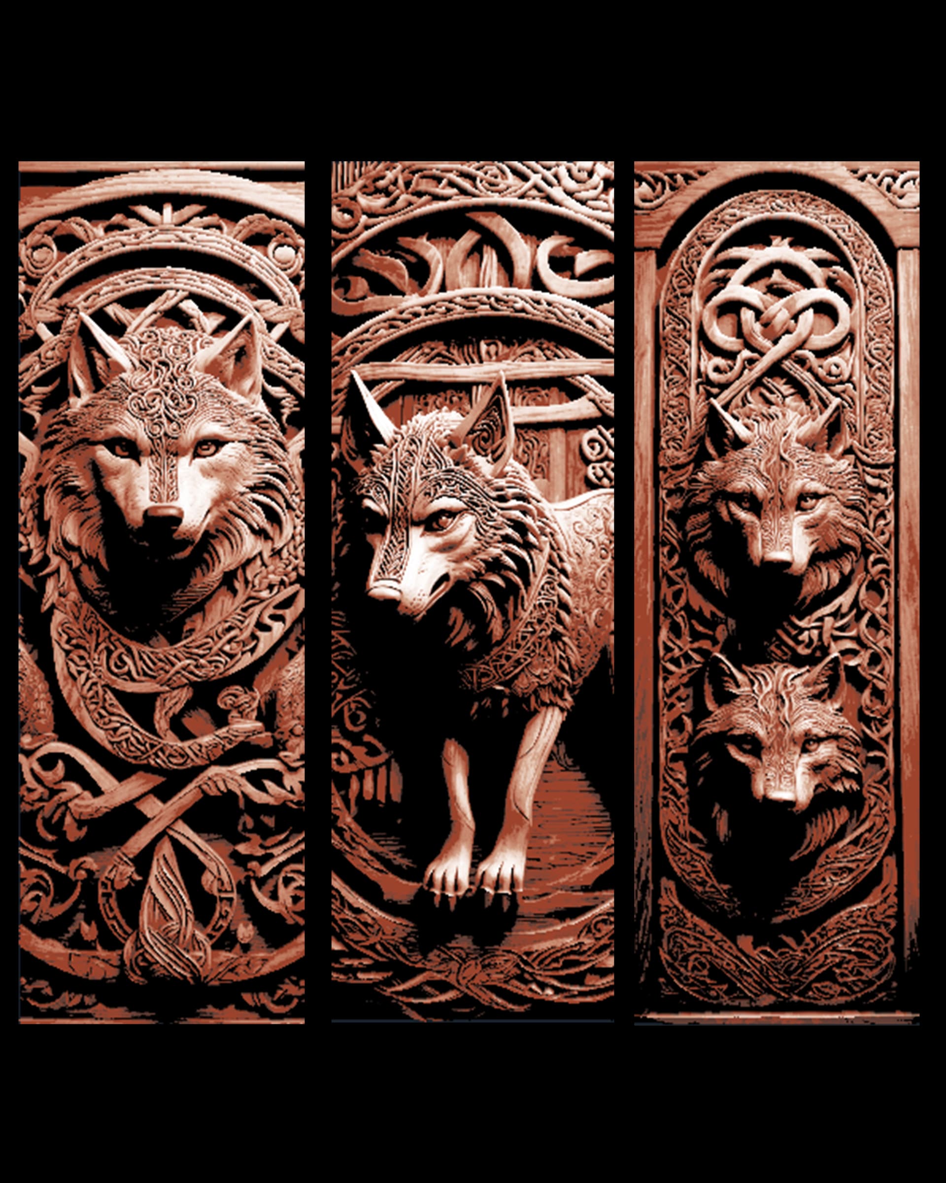 Celtic knot carvings celebrating the Mystical Wolf - Set of 3 Bookmarks by BooneCo3d HueForge model: Celtic knot carvings celebrating the Mystical Wolf - Set of 3 Bookmarks by BooneCo3d