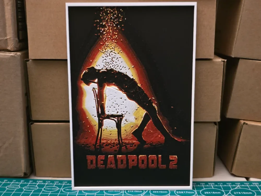 Deadpool 2 Movie Poster - Hueforge Art by Lumpy3D HueForge model: Deadpool 2 Movie Poster - Hueforge Art by Lumpy3D